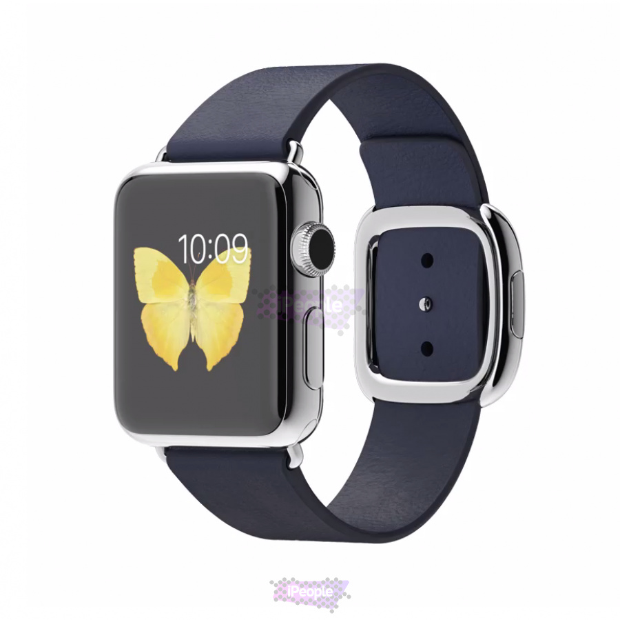 Фото Купить Apple Watch, 38 мм, Stainless Steel Case with Midnight Blue Modern Buckle (MJ352) по низкой цене в Москве