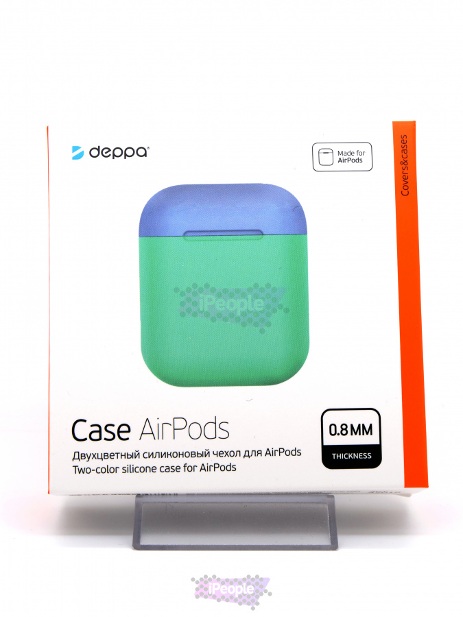 Фото Двухцветный силиконовый чехол Deppa для AirPods, Бирюзовый