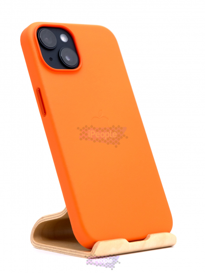 Фото Чехол Apple Leather Case with MagSafe для iPhone 14 MPP83, Оранжевый