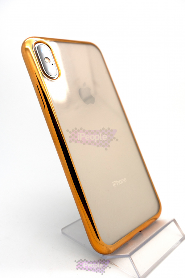 Фото Прозрачный чехол с цветной рамкой для iPhone X, Золотой