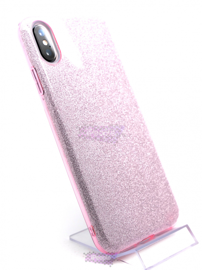 Фото Силиконовый блестящий чехол для iPhone XS Max, Бледно-розовый