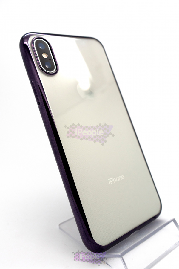 Фото Прозрачный чехол с цветной рамкой для iPhone X, Space Gray