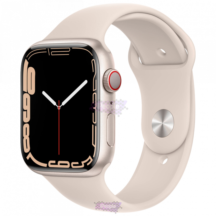 Фото Купить Apple Watch Series 7 (MKJQ3) <br>45 мм + Cellular Корпус из алюминия цвета «сияющая звезда» • Спортивный ремешок по низкой цене в Москве