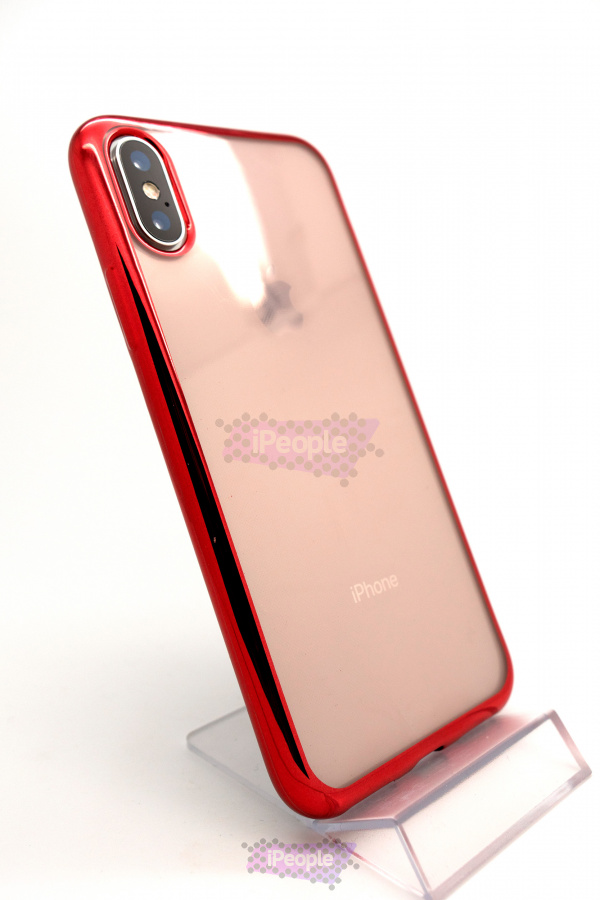 Фото Прозрачный чехол с цветной рамкой для iPhone X, Красный