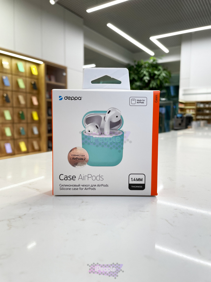 Фото Силиконовый чехол Deppa AirPods Case 1.4мм, Бирюзовый