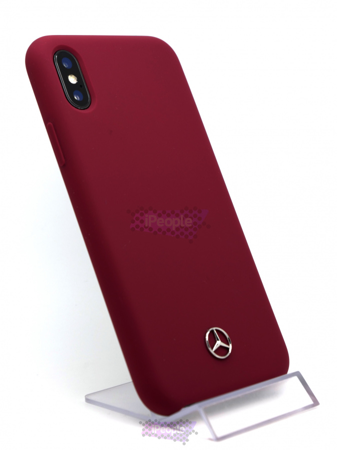 Фото Чехол Mercedes силиконовый Soft Touch для iPhone XS / X, Тёмно-бордовый