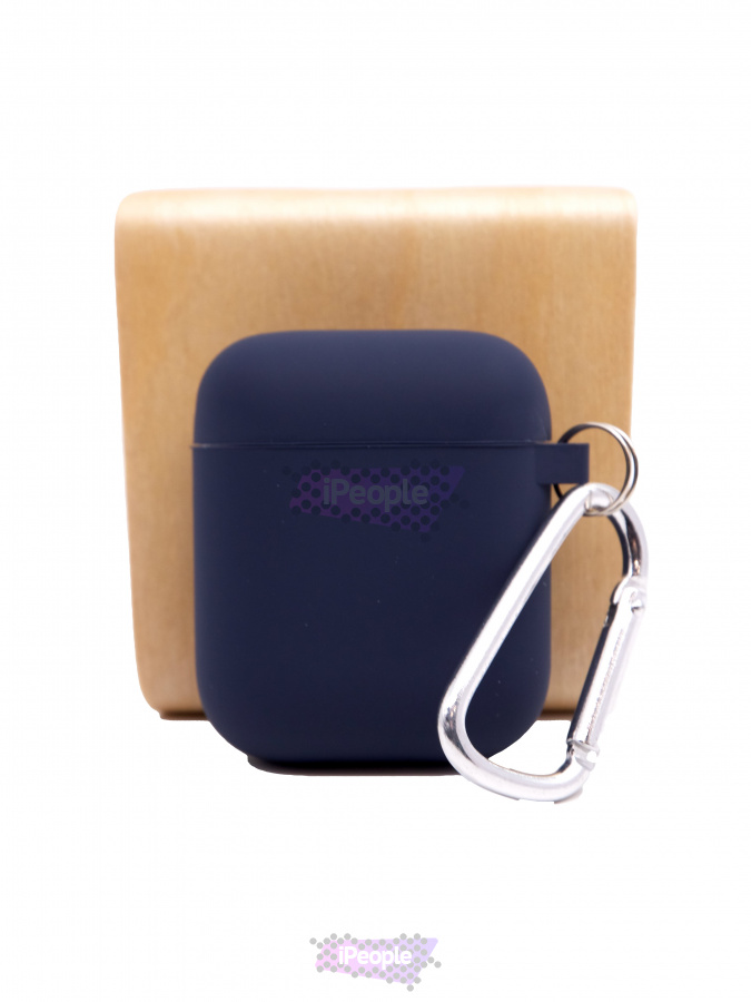 Фото Чехол AirPods Silicon Case с карабином Тёмно-синий, Тёмно-синий