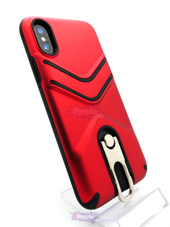 Фото Противоударный чехол с подставкой для iPhone X, Красный