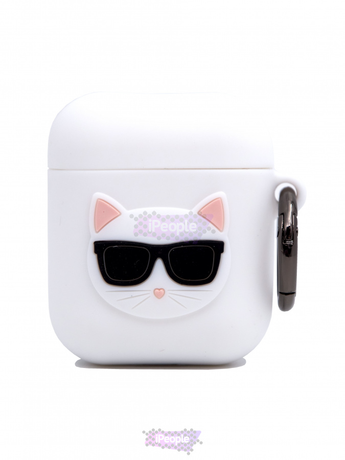Фото Чехол Karl Lagerfeld для AirPods 1/2 с карабином, Белый