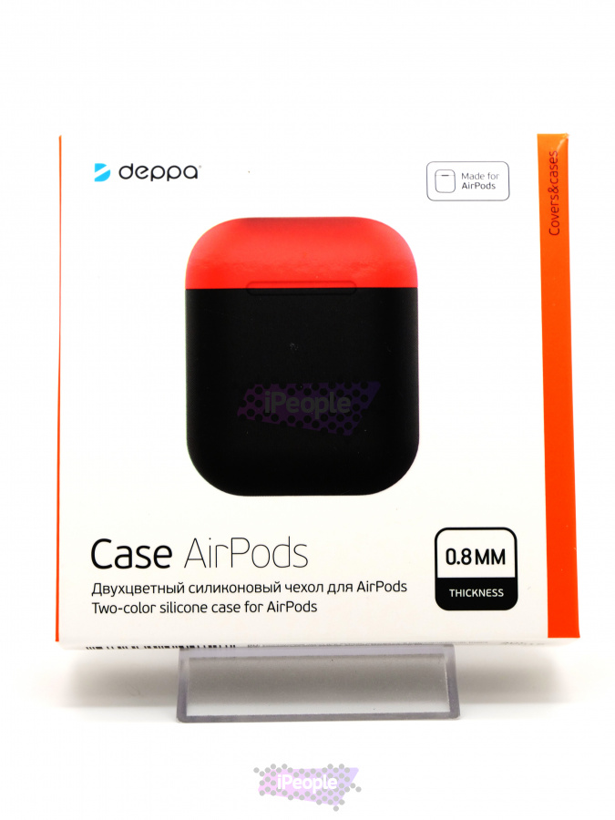 Фото Двухцветный силиконовый чехол Deppa для AirPods, Чёрный