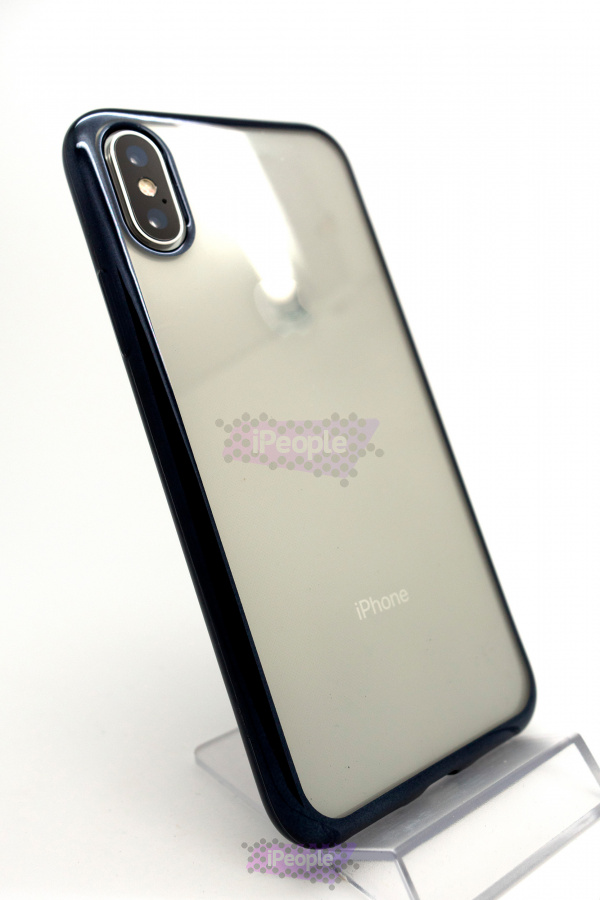 Фото Прозрачный чехол с цветной рамкой для iPhone X, Чёрный