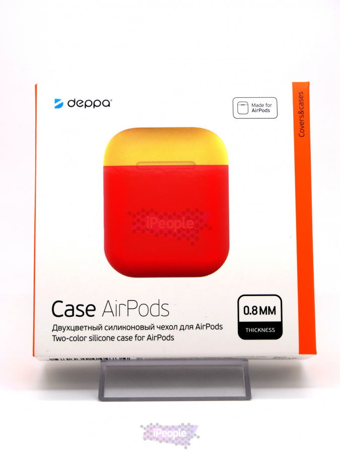 Фото Двухцветный силиконовый чехол Deppa для AirPods, Красный