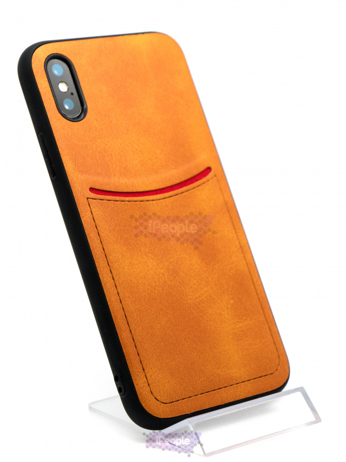 Фото Чехол iLevel с кармашком для карточки для iPhone XS / X, Коричневый