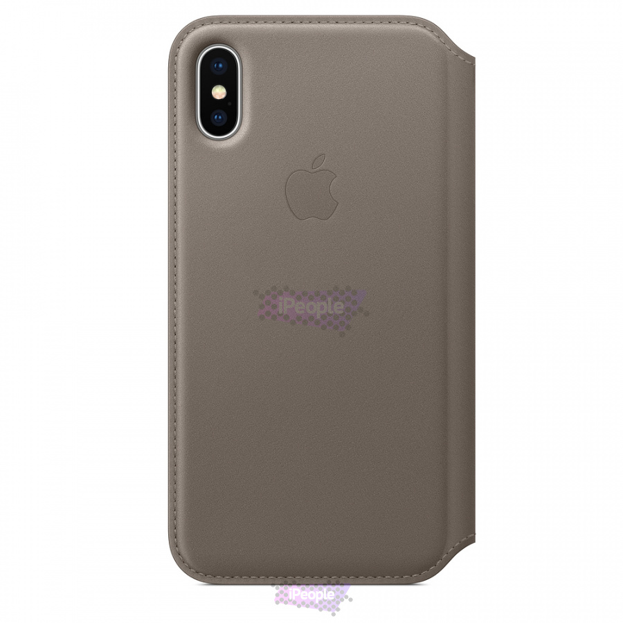 Фото Оригинальный кожаный чехол Leather Folio для iPhone X (MQRY2ZM/A) Taupe, Бежевый