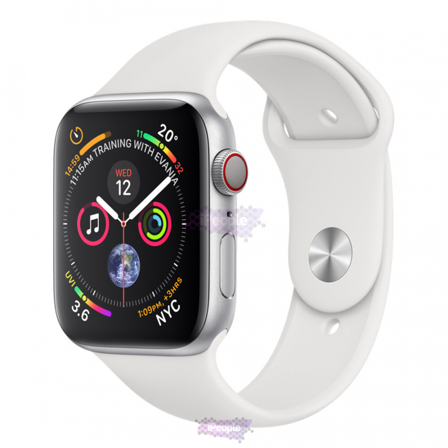 Фото Купить Apple Watch Series 4 (MTVR2) GPS + Cellular 44mmSilver Aluminum Case with White Sport Band по низкой цене в Москве