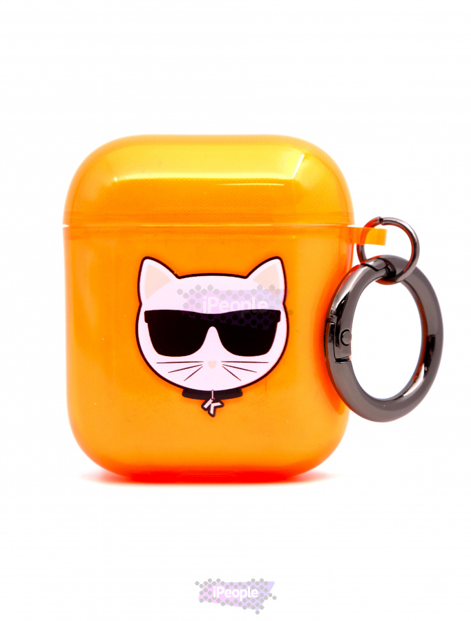 Фото Чехол Karl Lagerfeld для AirPods 1/2 с карабином, Оранжевый
