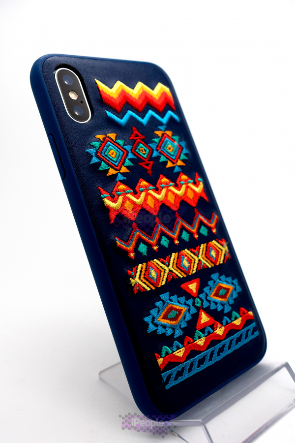 Фото Чехол Devia Flower Embroidery для iPhone X, Тёмно-синий