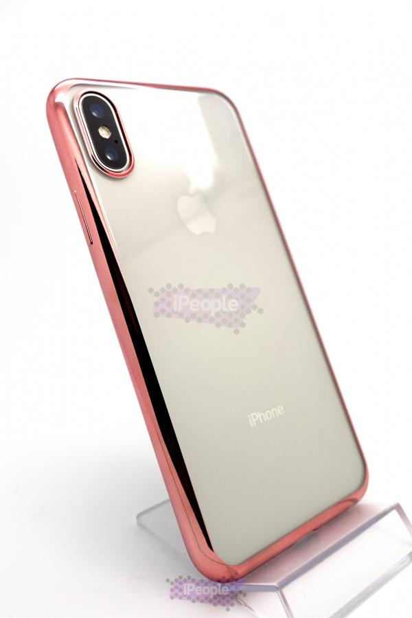 Фото Прозрачный чехол с цветной рамкой для iPhone X, Rose Gold