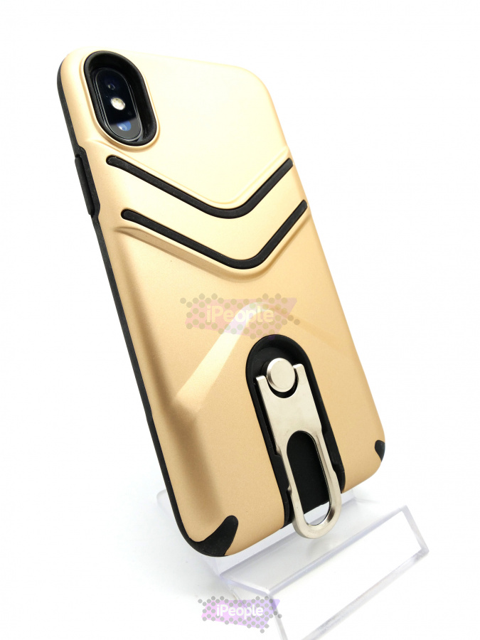 Фото Противоударный чехол с подставкой для iPhone X, Золотой
