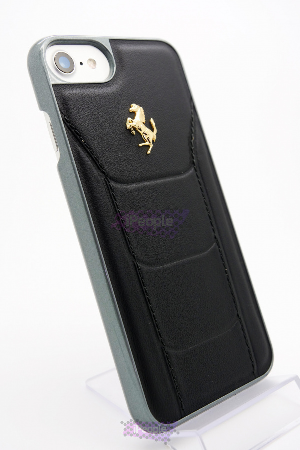 Фото Чехол Ferrari Genuine Leather Hard для iPhone 8 / 7, Чёрный