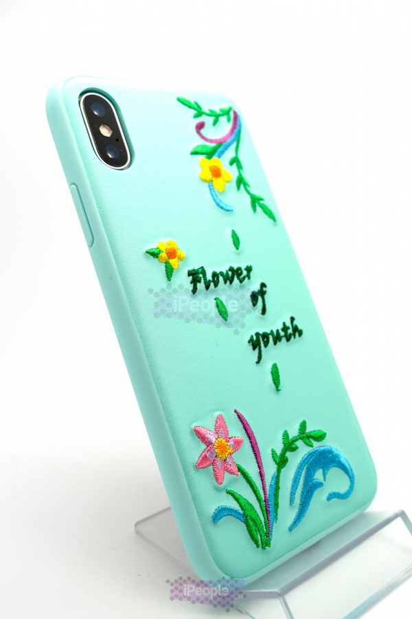 Фото Чехол Devia Flower Embroidery для iPhone X, Зелёный